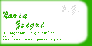 maria zsigri business card